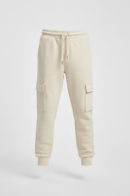 Pantalon Cargo Beige Molletonné Décontracté Multipoches Enfant - vue 3
