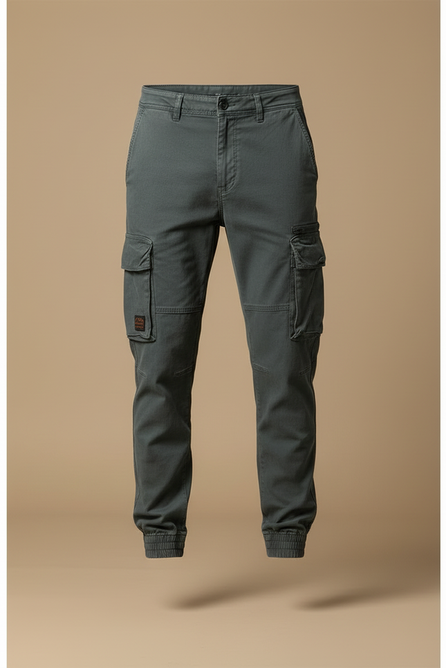 Pantalon Cargo Gris Décontracté Multipoches Homme - Toile - vue 3