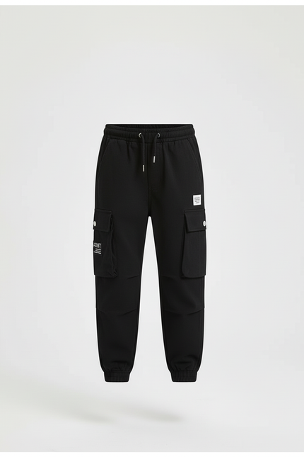 Pantalon Cargo Noir Décontracté Multipoches Garçon - Polyester - vue 3