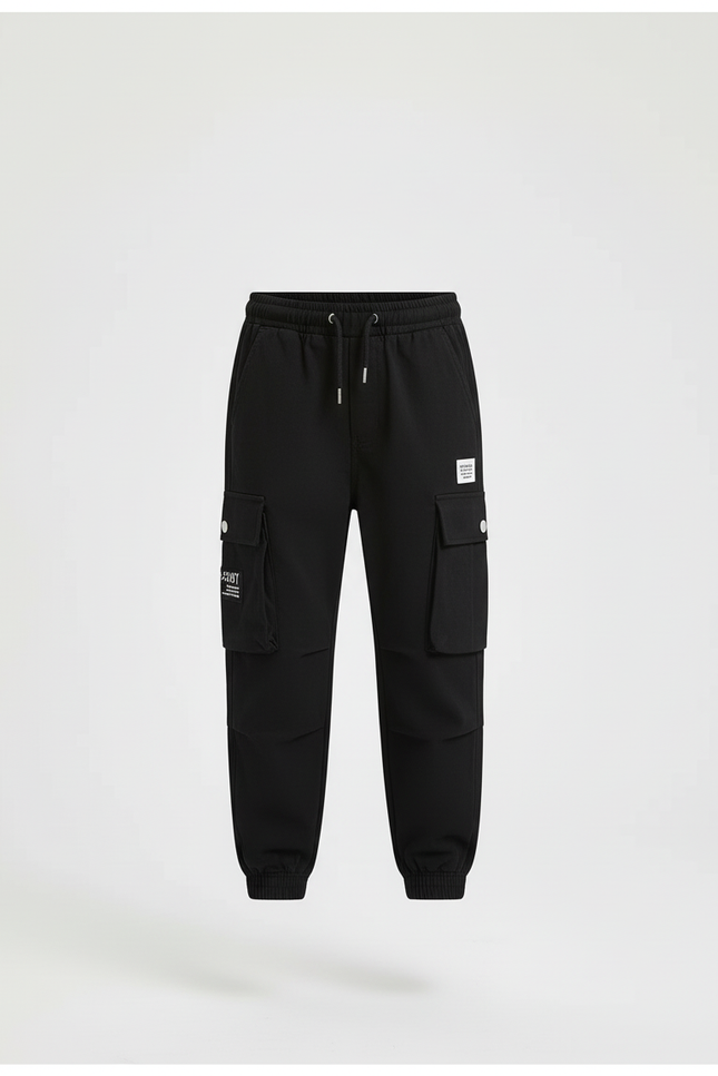Pantalon Cargo Noir Décontracté Multipoches Garçon - Polyester - vue 3