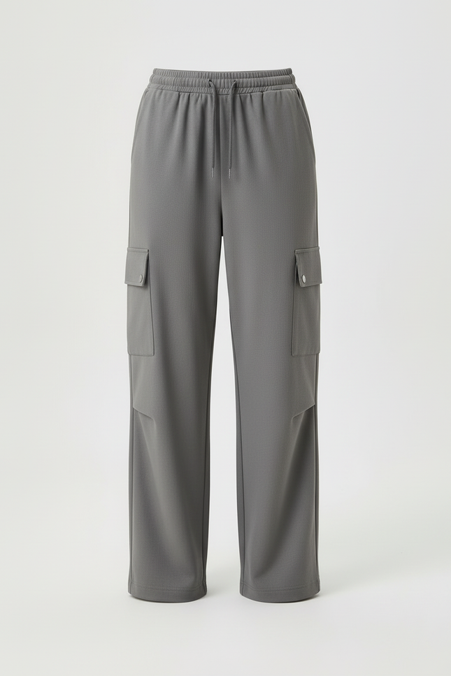 Pantalon Cargo Gris Ample Cordon Décontracté Femme - Molleton - vue 3