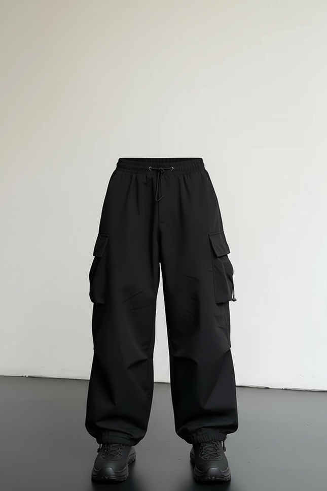 Pantalon Cargo Noir - Polyester - vue 3