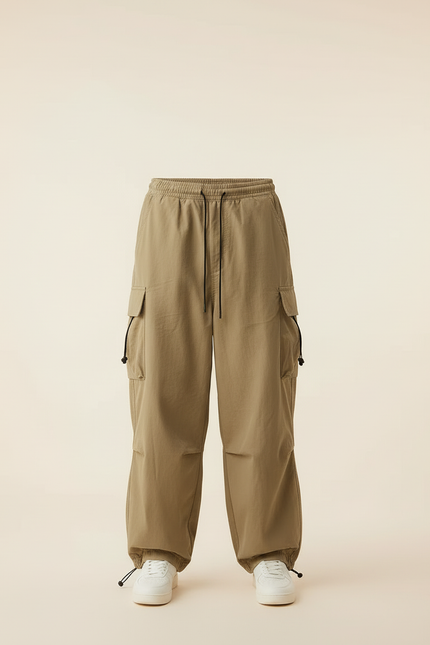 Pantalon Cargo Baggy Homme - Kaki Polyester - vue 3