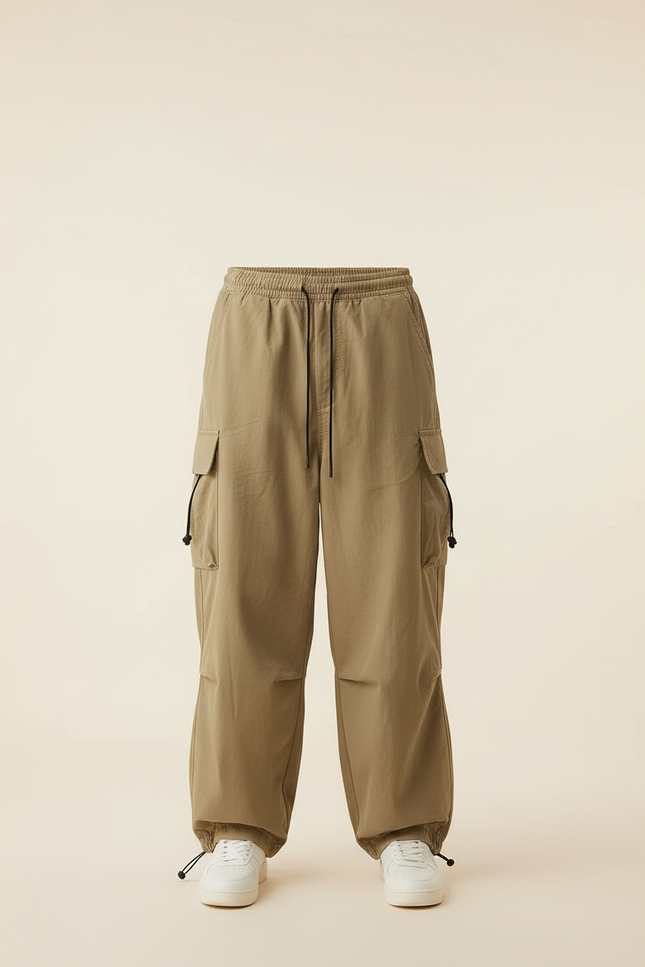 Pantalon Cargo Baggy Homme - Kaki Polyester - vue 3