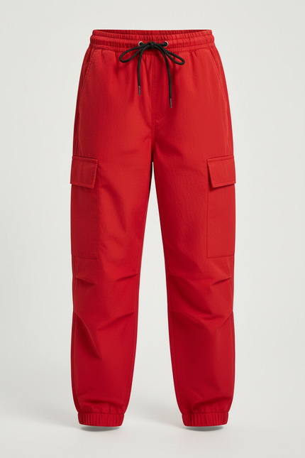 Pantalon Cargo Rouge Ample Fille Décontracté Poches - Polyester - vue 3