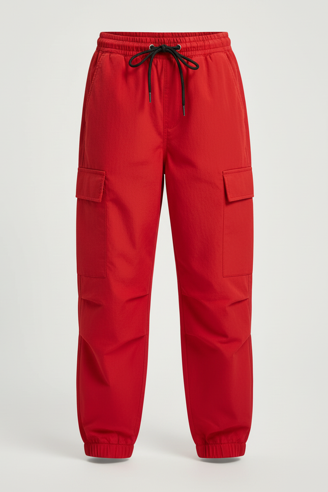 Pantalon Cargo Rouge Ample Fille Décontracté Poches - Polyester - vue 3