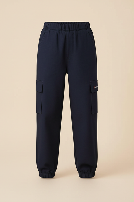 Pantalon Cargo Bleu Marine Ample Décontracté Poches Enfant - Gabardine - vue 3