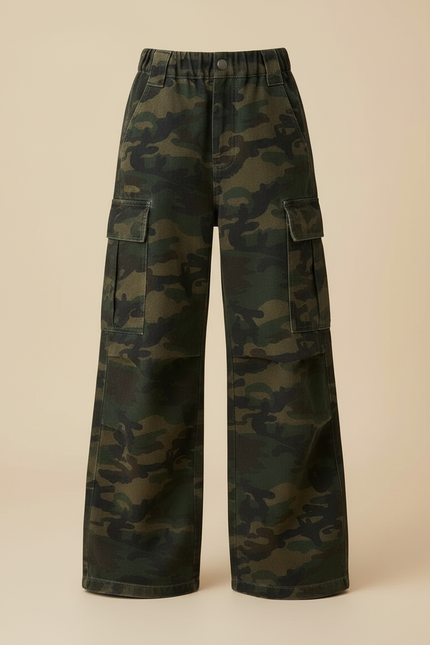 Pantalon Cargo Camouflage Ample Multipoches Coton Enfant - Imprimé - vue 3