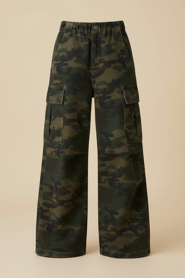 Pantalon Cargo Camouflage Ample Multipoches Coton Enfant - Imprimé - vue 3