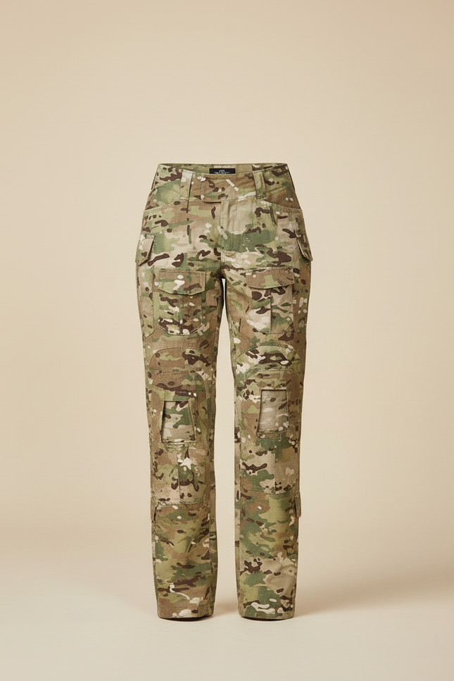 Pantalon Cargo Camouflage Militaire Ample Poches Femme - Multicolore Toile - vue 3