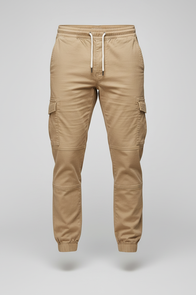 Pantalon Cargo Beige Coton Confortable Décontracté Homme - vue 3