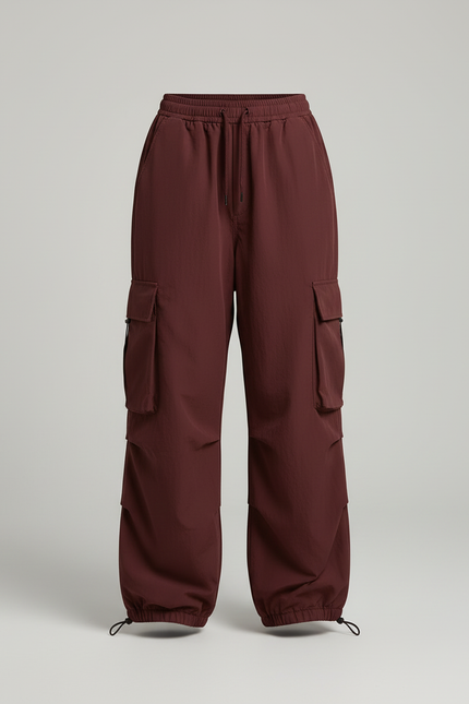 Pantalon Cargo Bordeaux Ample Femme Décontracté - Polyester - vue 3