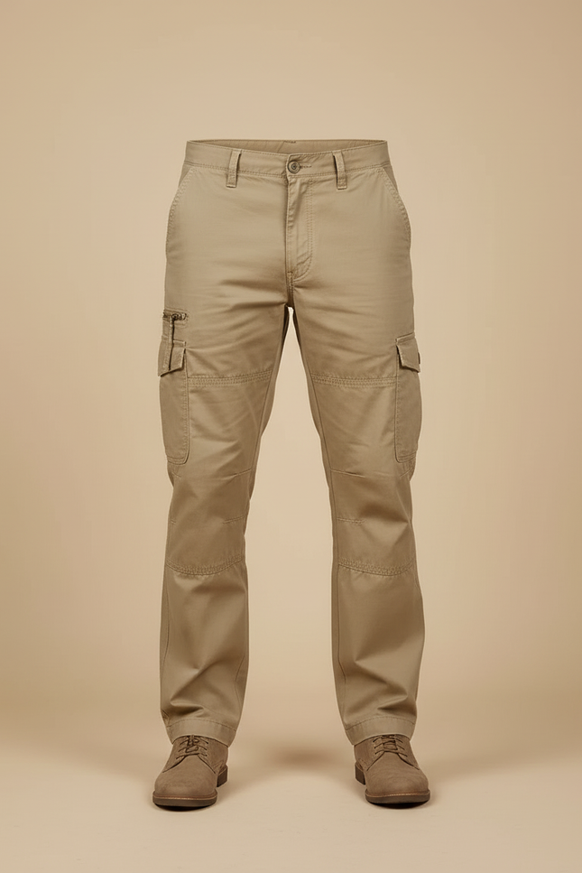 Pantalon Cargo Kaki Coton Droit Homme Décontracté - vue 3