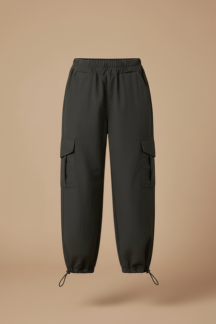 Pantalon Cargo Cropped - Kaki Polyester - vue 3