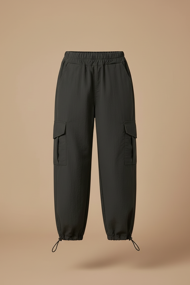 Pantalon Cargo Cropped - Kaki Polyester - vue 3