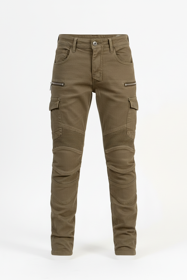 Pantalon Cargo Kaki Enfant Slim Multipoches Motard - Toile - vue 3