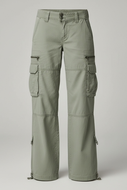 Pantalon Cargo Kaki Ample Multi-Poches Décontracté Femme - Toile - vue 3