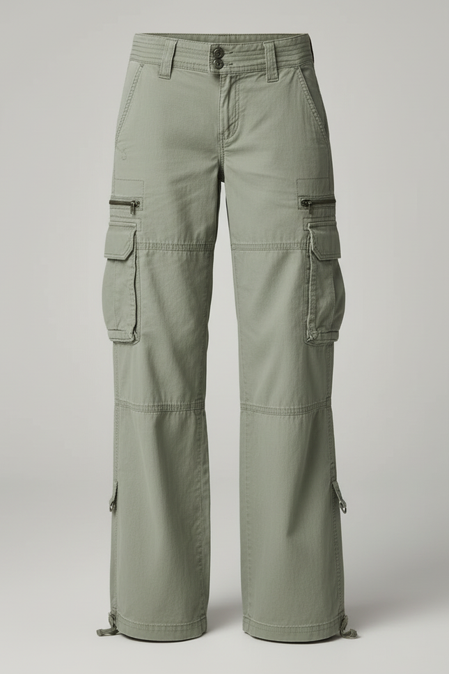 Pantalon Cargo Kaki Ample Multi-Poches Décontracté Femme - Toile - vue 3