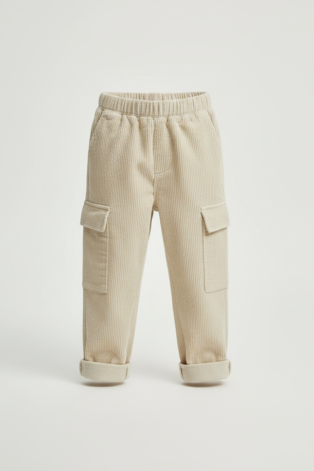 Pantalon Cargo Côtelé Beige Ample Enfant - Cordé - vue 3