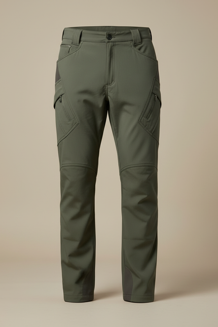 Pantalon Cargo Homme Vert Militaire Coupe Droite Multipoches - Kaki Polyester - vue 3