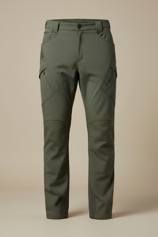 Pantalon Cargo Homme Vert Militaire Coupe Droite Multipoches - Kaki Polyester - vue 3