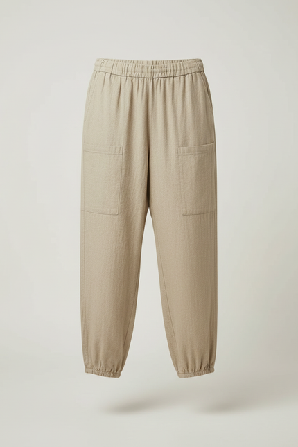 Pantalon Cargo Beige Lin Ample Décontracté Femme - vue 3