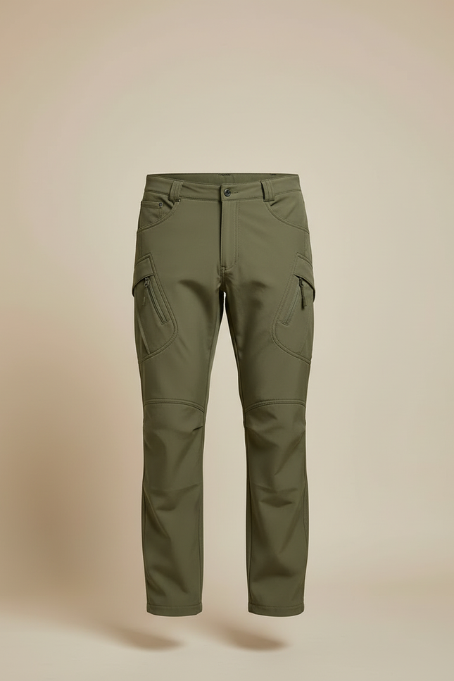 Pantalon Cargo Vert Militaire Zippé Multi-Poches Homme - Kaki Polyester - vue 3