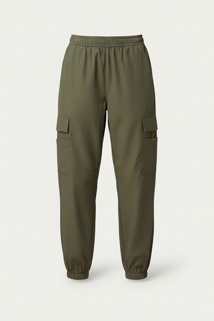 Pantalon Cargo Vert Kaki Ample Décontracté Léger - Polyester - vue 3
