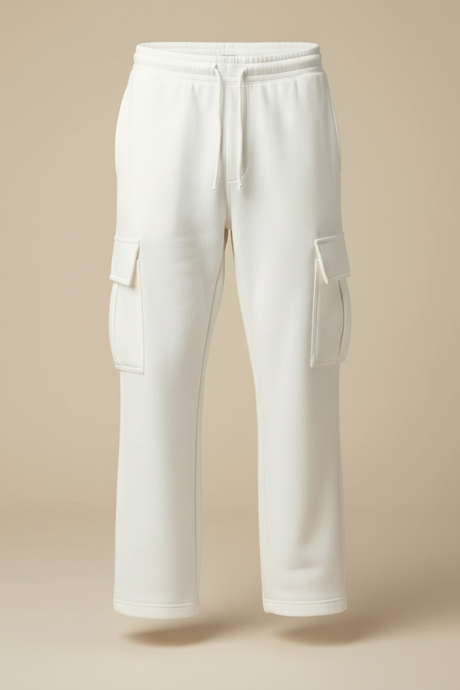 Pantalon Cargo Blanc Ample Molletonné Homme Décontracté - vue 3