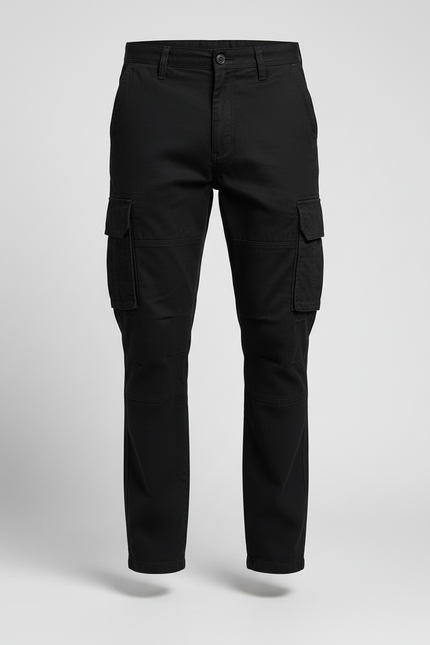 Pantalon Cargo Multipoche Homme - Noir Gabardine - vue 3