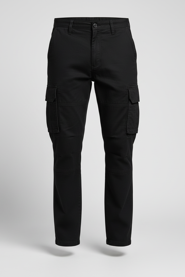 Pantalon Cargo Multipoche Homme - Noir Gabardine - vue 3
