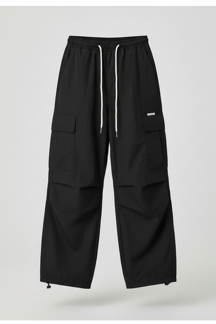 Pantalon Cargo Noir Ample Décontracté Jeune Multipoches - Polyester - vue 3