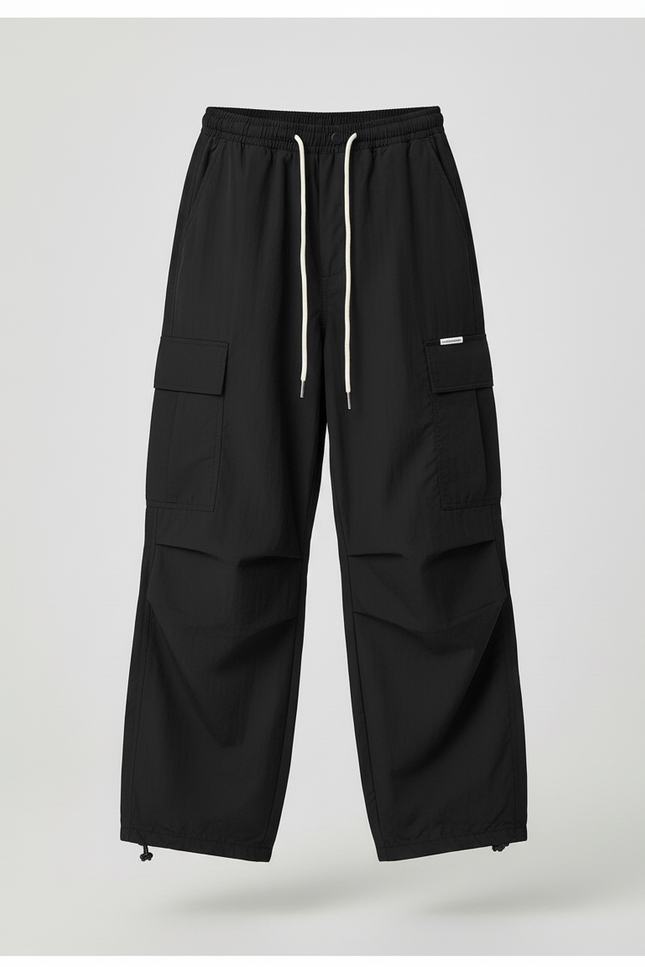 Pantalon Cargo Noir Ample Décontracté Jeune Multipoches - Polyester - vue 3