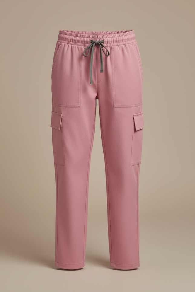 Pantalon Cargo Rose Droit Cordon Poches Latérales - Polyester - vue 3