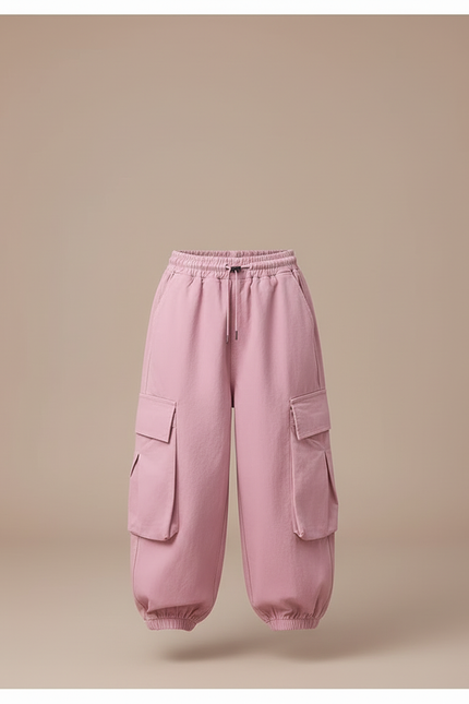 Pantalon Cargo Rose Ample Multipoches Enfant Streetwear - Molleton - vue 3