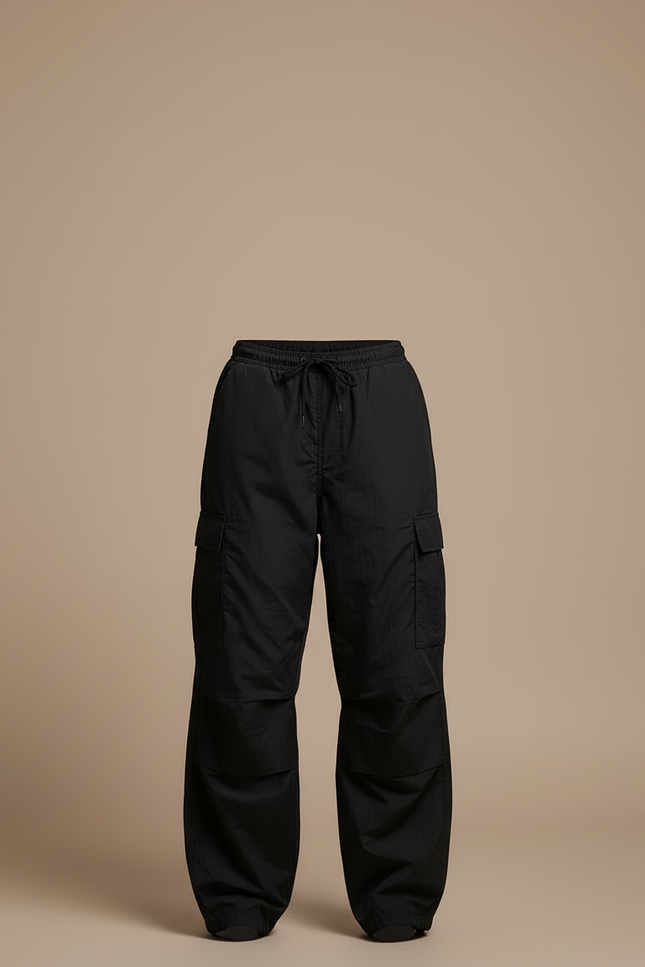 Pantalon Cargo Noir Ample Fluide Décontracté Femme - Polyester - vue 3