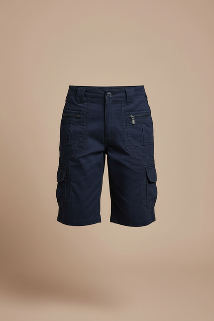 Pantalon Cargo Bleu Marine Coton Multipoches Garçon Décontracté - Toile - vue 3
