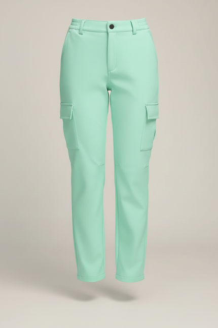 Pantalon Cargo Vert Menthe Multi-Poches Femme - Simili cuir - vue 3