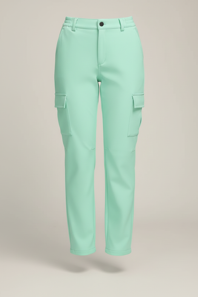 Pantalon Cargo Vert Menthe Multi-Poches Femme - Simili cuir - vue 3
