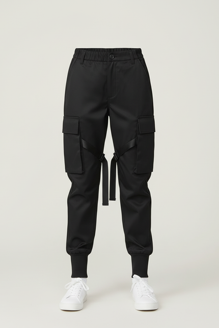 Pantalon Cargo Satin Noir - vue 3