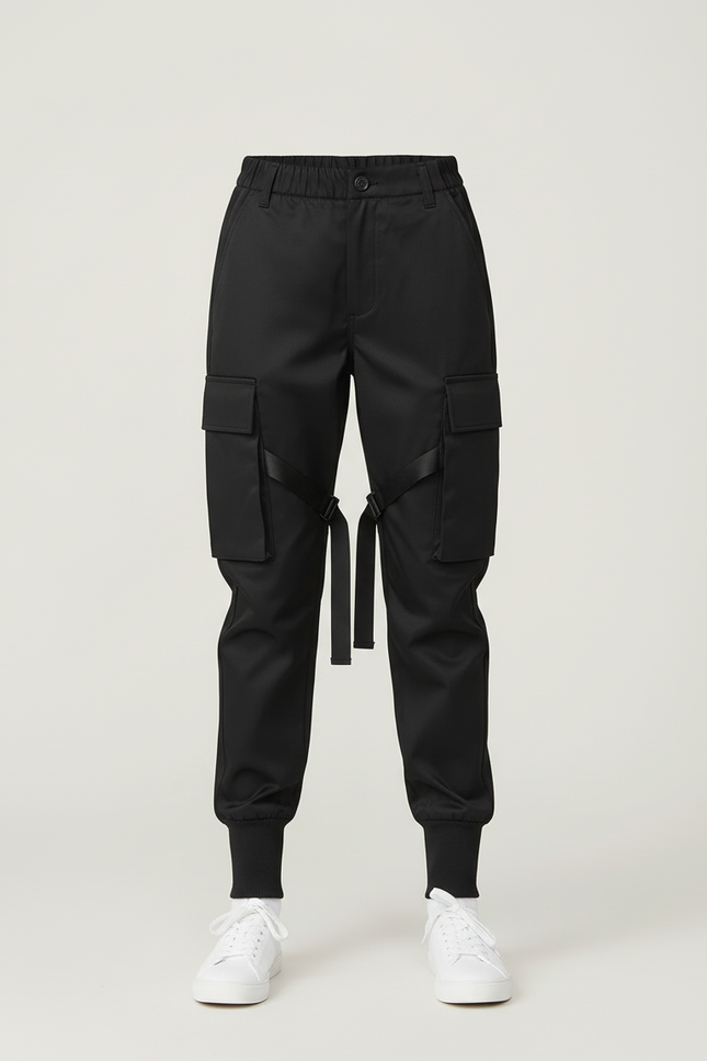 Pantalon Cargo Satin Noir - vue 3