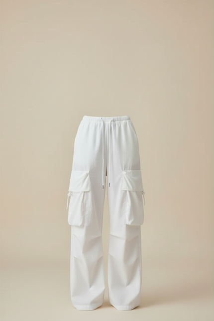 Pantalon Cargo Blanc Ample Multipoches Décontracté - Toile - vue 3