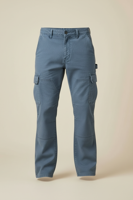 Pantalon Cargo Bleu Coton Décontracté Multipoches Homme - Toile - vue 3
