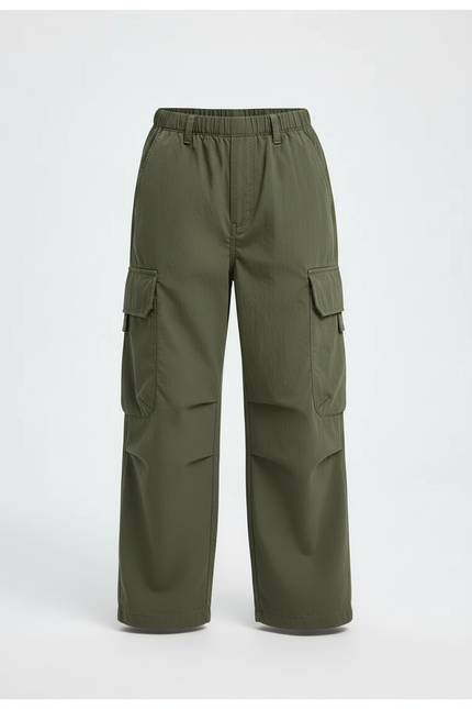 Pantalon Cargo Garçon Vert Kaki Ample Décontracté - Polyester - vue 3