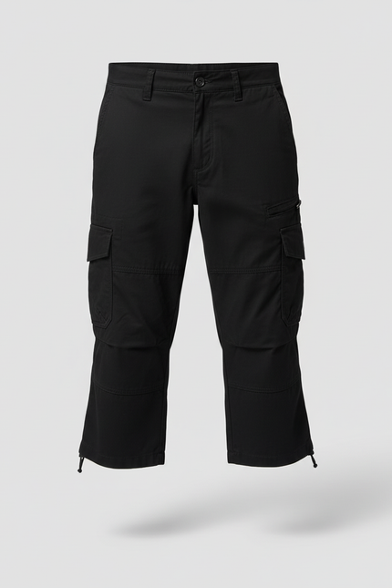 Pantalon Cargo Noir Court Multipoches Homme Décontracté - Toile - vue 3