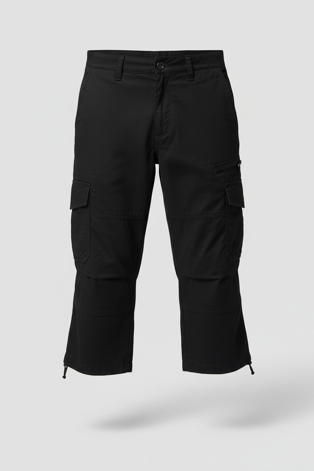 Pantalon Cargo Noir Court Multipoches Homme Décontracté - Toile - vue 3