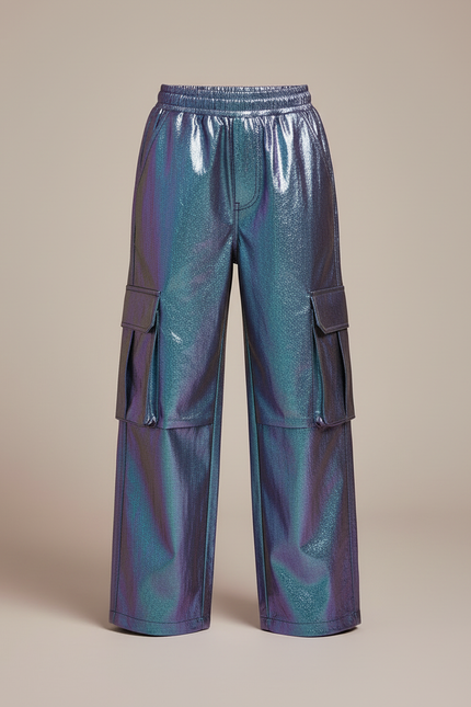 Pantalon Cargo Irisé Ample Garçon Streetwear - Multicolore Polyester - vue 3