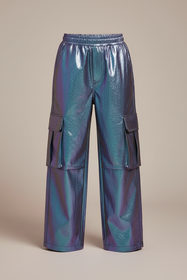 Pantalon Cargo Irisé Ample Garçon Streetwear - Multicolore Polyester - vue 3