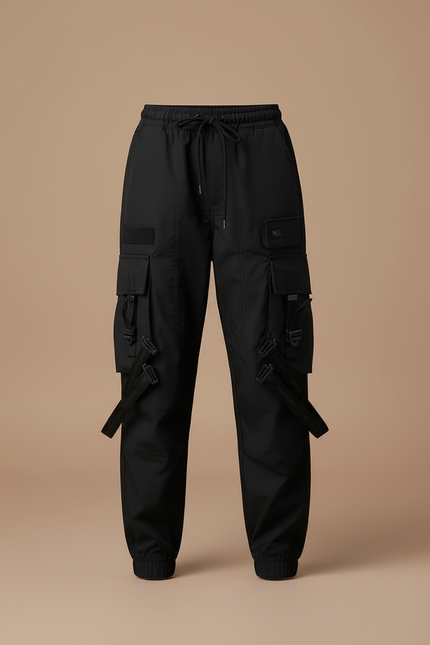 Pantalon Cargo Noir Multipoches Tendance Enfant - Polyester - vue 3
