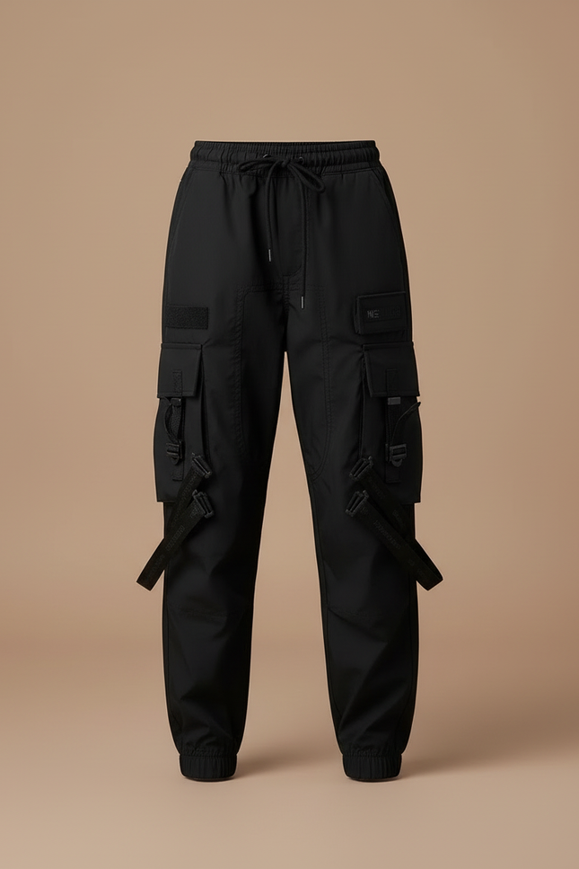 Pantalon Cargo Noir Multipoches Tendance Enfant - Polyester - vue 3